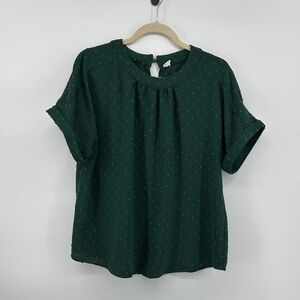 Cottagecore Dark Academia Twee Boho Business Elegant Green Loose Fit Top SzL